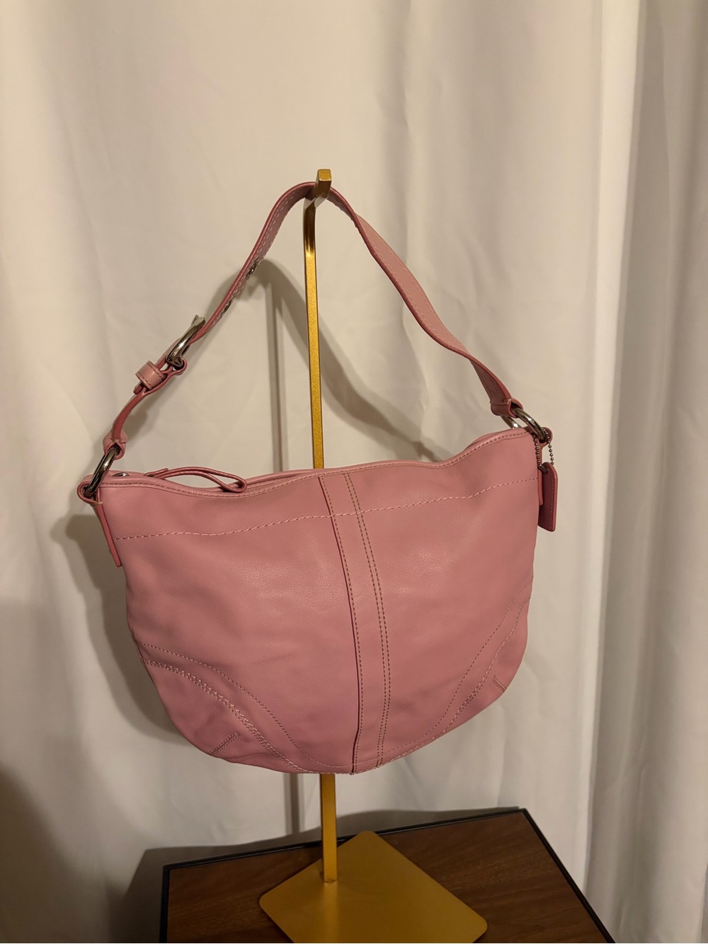Classic Coach Pink Leather Hobo Bag